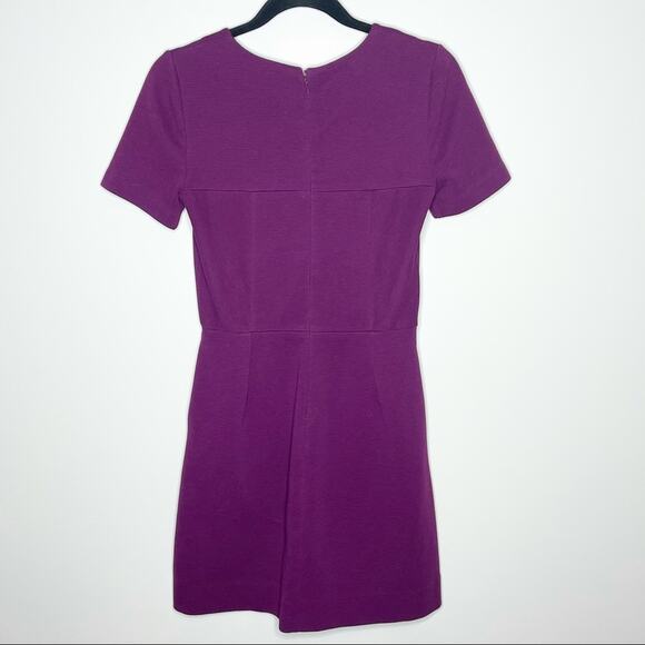 MADEWELL short sleeve crew neck gallerist ponte dress eggplant purple size 2 - Picture 4 of 6